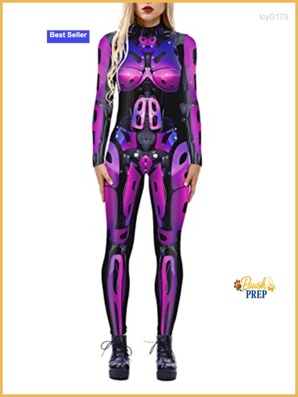 Robot Skeleton Print Halloween Jumpsuit Romper Cosplay Costume Women's